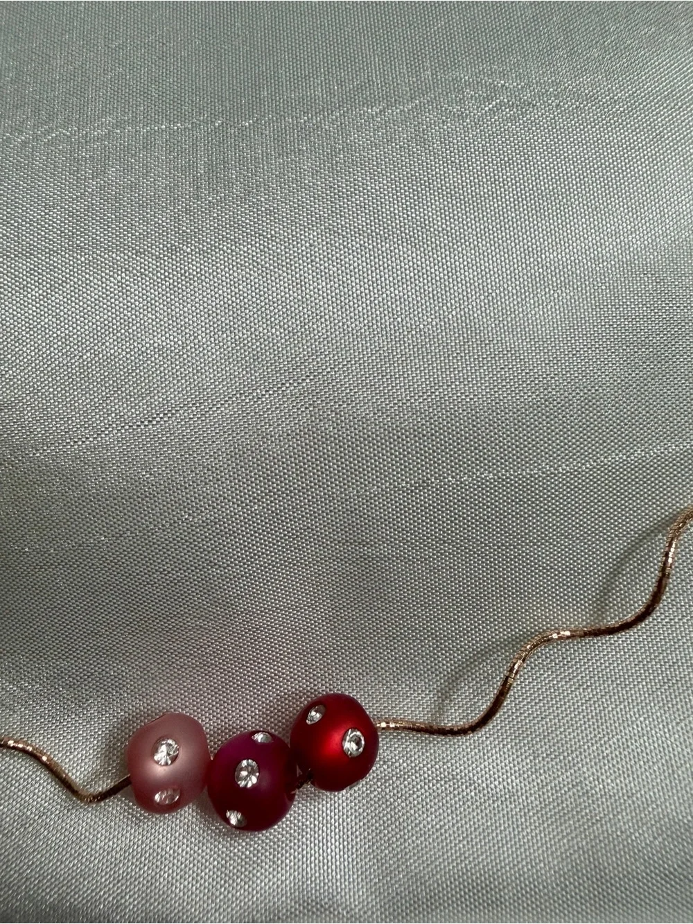 Women’s 14k Rose Gold 18” Wave Necklace with Pink Swarovski Bead Accents - Picture 3 of 7